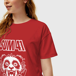 Футболка оверсайз женская Sum41 rock panda, цвет: красный — фото 2