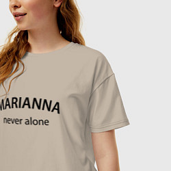 Футболка оверсайз женская Marianna never alone - motto, цвет: миндальный — фото 2