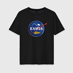 Футболка оверсайз женская Рамен в стиле NASA, цвет: черный