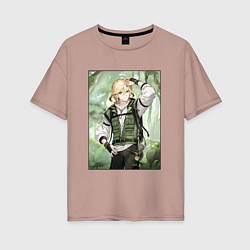 Футболка оверсайз женская Кавех Геншин, цвет: пыльно-розовый