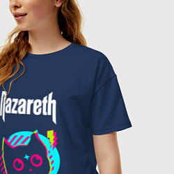 Футболка оверсайз женская Nazareth rock star cat, цвет: тёмно-синий — фото 2