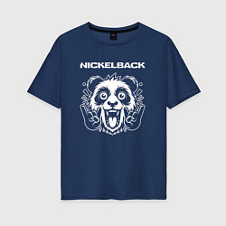 Футболка оверсайз женская Nickelback rock panda, цвет: тёмно-синий