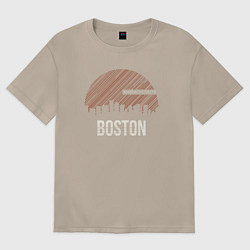 Футболка оверсайз женская Boston Massachusetts, цвет: миндальный