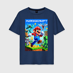 Женская футболка оверсайз Mario in Minecraft - ai art collaboration