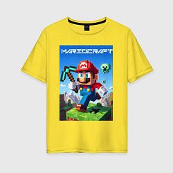 Женская футболка оверсайз Minecraft and Mario - ai art collaboration