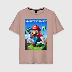 Женская футболка оверсайз Minecraft and Mario - ai art collaboration
