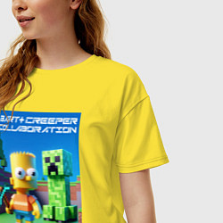 Футболка оверсайз женская Bart and Creeper - collaboration ai art, цвет: желтый — фото 2