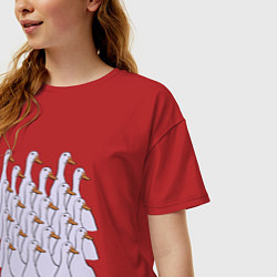 Футболка оверсайз женская Утки в строю, цвет: красный — фото 2