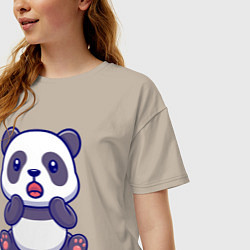Футболка оверсайз женская Удивлённая панда, цвет: миндальный — фото 2