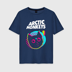 Женская футболка оверсайз Arctic Monkeys rock star cat