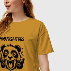 Футболка оверсайз женская Foo Fighters - rock panda, цвет: горчичный — фото 2