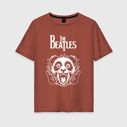 Футболка оверсайз женская The Beatles rock panda, цвет: кирпичный
