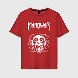 Женская футболка оверсайз Manowar rock panda