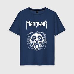 Женская футболка оверсайз Manowar rock panda