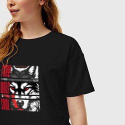 Футболка оверсайз женская Free Wolf Soul, цвет: черный — фото 2