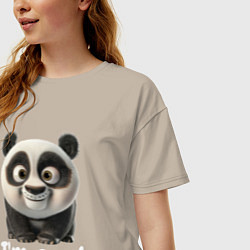 Футболка оверсайз женская Крутая панда cool, цвет: миндальный — фото 2