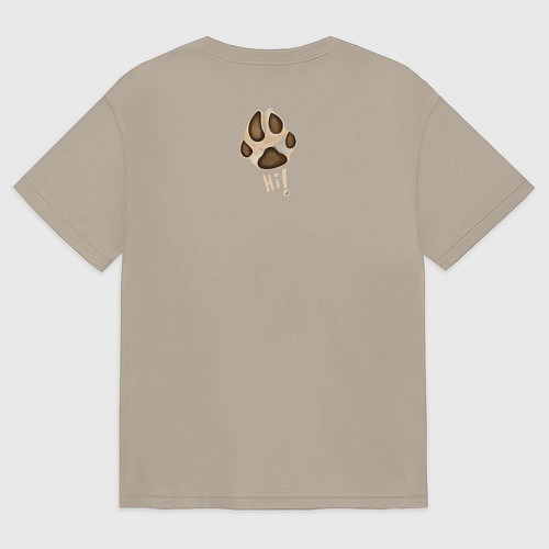 Женская футболка оверсайз Лапа собаки акварелью / Миндальный – фото 2