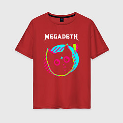 Женская футболка оверсайз Megadeth rock star cat