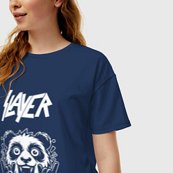 Футболка оверсайз женская Slayer rock panda, цвет: тёмно-синий — фото 2