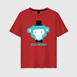 Футболка оверсайз женская Cool monkey, цвет: красный