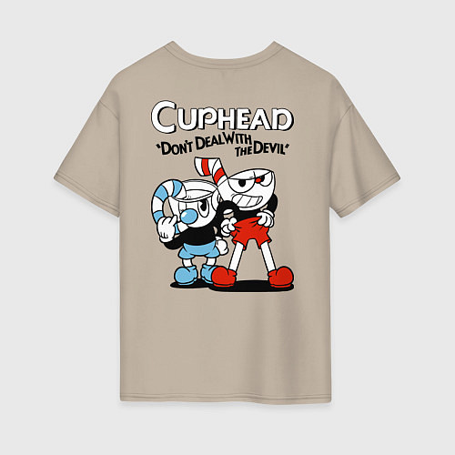 Женская футболка оверсайз Cuphead and Mugman / Миндальный – фото 2