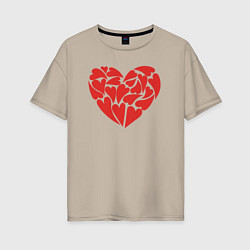 Женская футболка оверсайз Hearts of love