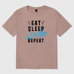 Женская футболка оверсайз Еда сон рыба