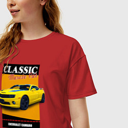 Футболка оверсайз женская Спорткар Chevrolet Camaro, цвет: красный — фото 2