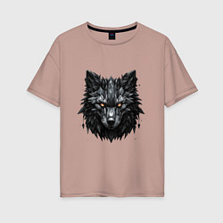 Женская футболка оверсайз Графитовый волк