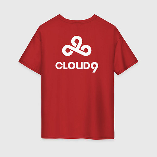 Женская футболка оверсайз Cloud9 - white logo / Красный – фото 2