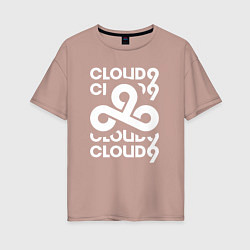 Футболка оверсайз женская Cloud9 - in logo, цвет: пыльно-розовый