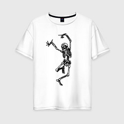 Женская футболка оверсайз Танцующий скелет веселится