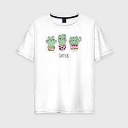 Женская футболка оверсайз Cactus cat
