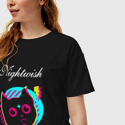 Футболка оверсайз женская Nightwish rock star cat, цвет: черный — фото 2