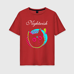 Женская футболка оверсайз Nightwish rock star cat