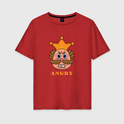 Женская футболка оверсайз Злой эмодзи в короне