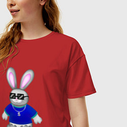 Футболка оверсайз женская Кролик с цепочкой, цвет: красный — фото 2