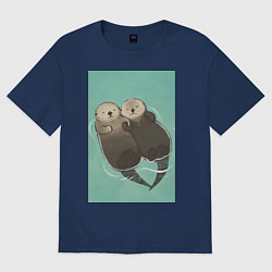 Женская футболка оверсайз Выдры плавают