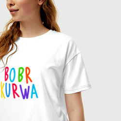 Футболка оверсайз женская Bobr kurwa - разноцветная, цвет: белый — фото 2