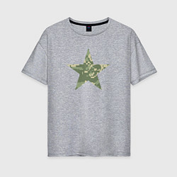 Женская футболка оверсайз Звезда камуфляж пиксельный