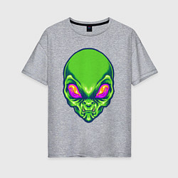 Женская футболка оверсайз Голова зелёного пришельца