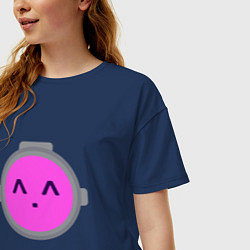 Футболка оверсайз женская Pink Content Warning, цвет: тёмно-синий — фото 2