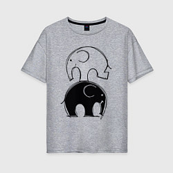 Женская футболка оверсайз Cute elephants