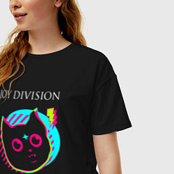 Футболка оверсайз женская Joy Division rock star cat, цвет: черный — фото 2