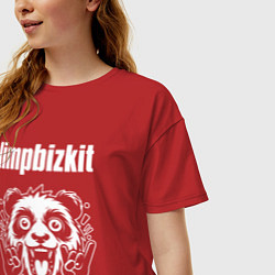 Футболка оверсайз женская Limp Bizkit rock panda, цвет: красный — фото 2