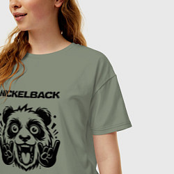 Футболка оверсайз женская Nickelback - rock panda, цвет: авокадо — фото 2