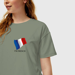 Футболка оверсайз женская Im French - motto, цвет: авокадо — фото 2