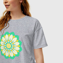 Футболка оверсайз женская Мандала зеленых оттенков, цвет: меланж — фото 2