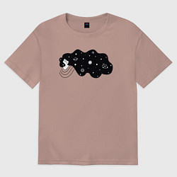 Футболка оверсайз женская Космос в волосах, цвет: пыльно-розовый