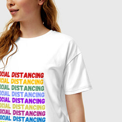 Футболка оверсайз женская Social distancing - социальная дистанция, цвет: белый — фото 2
